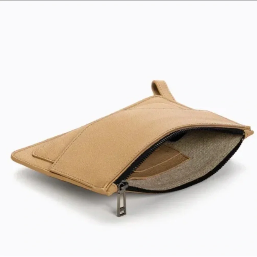 Botkier Crosstown Clutch Zip Purse Large Wrist Strap Leather Color Camel NIB NWT